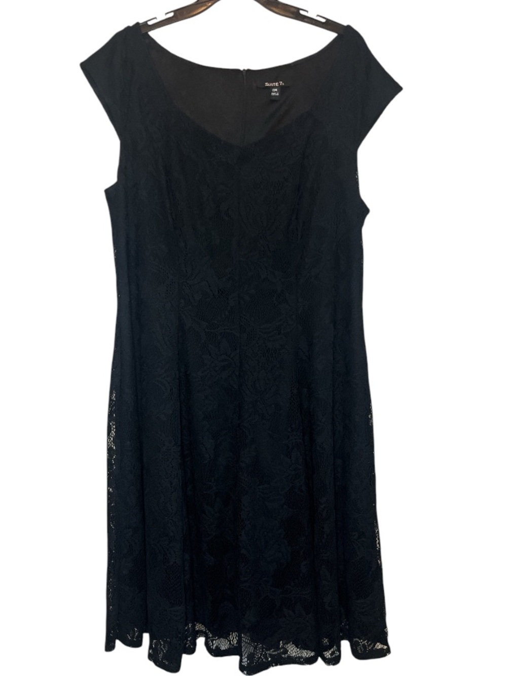 Suite 7 Black Lace Midi Dress with Cap Sleeves